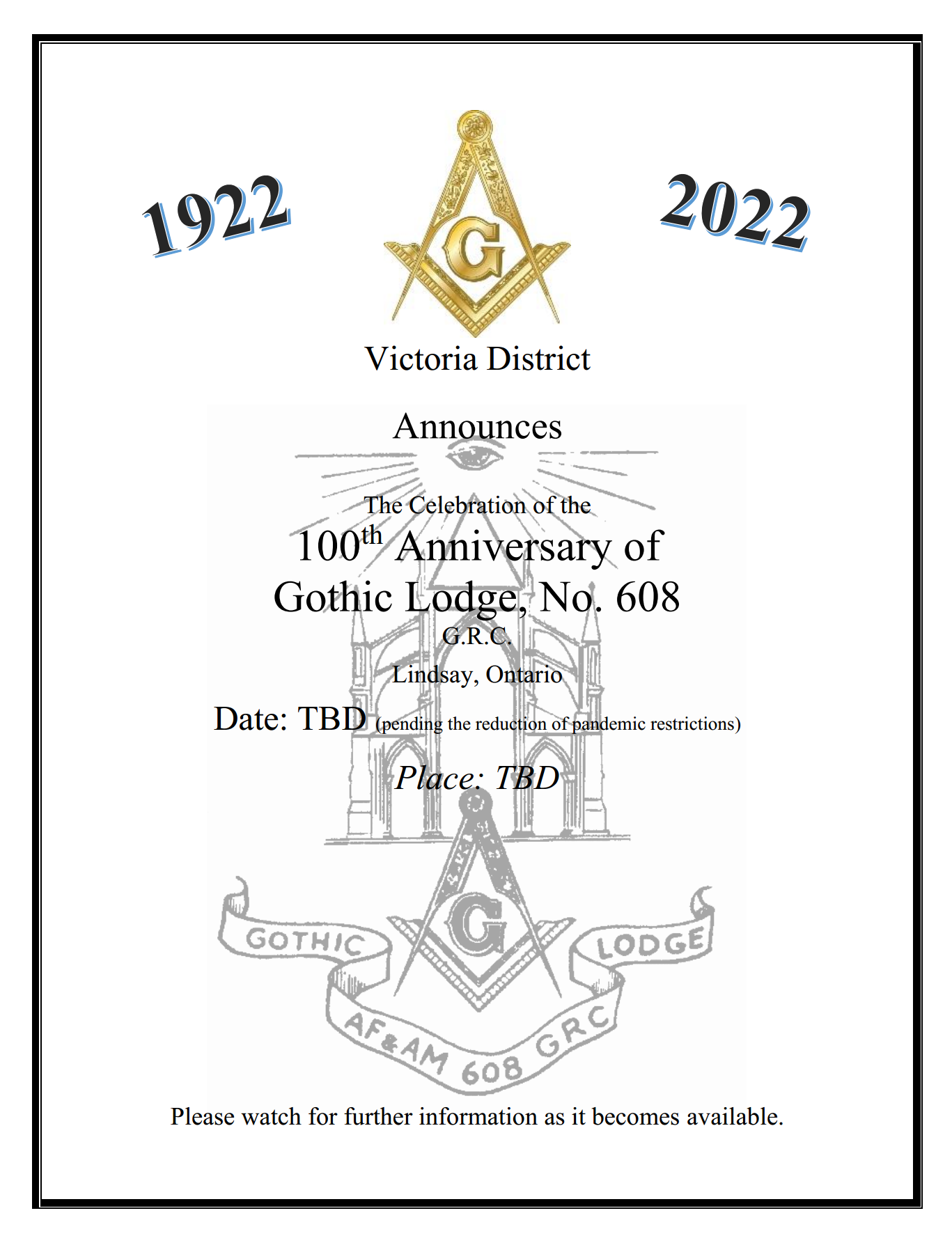 Gothic Lodge #608 Centennial